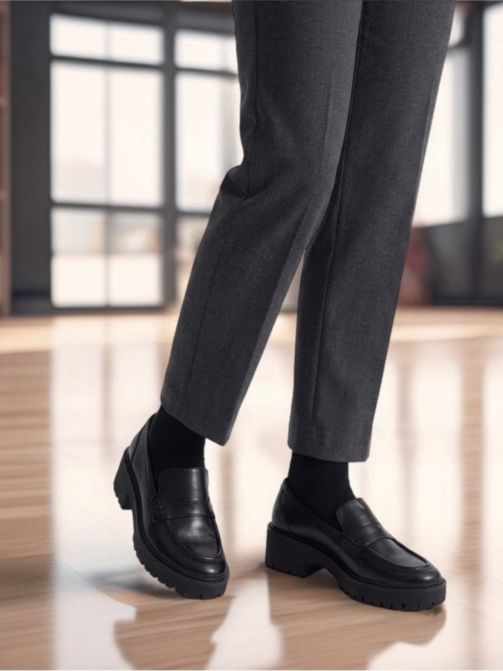 Black Women's Chunky Penny Loafers